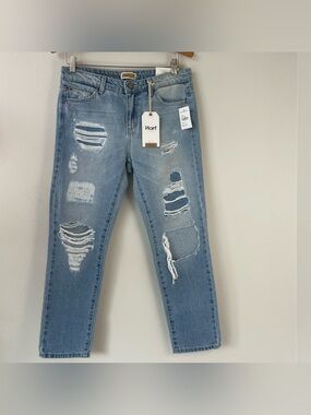 NEW Hart Denim Women's Straight Leg Jeans Ripped size 27 Made in US Streetwear